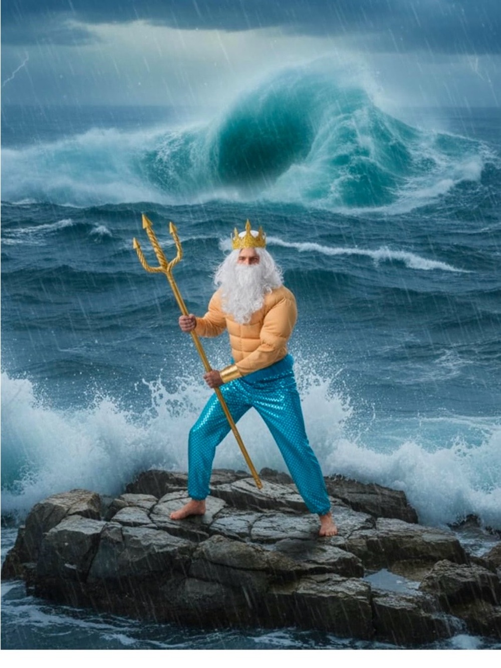 ❤️King Triton / Poseidon Costume with Trident, LIKE NEW size XL
